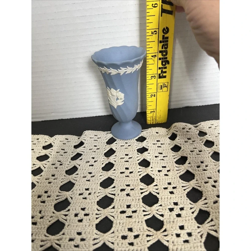 🏺✨ Wedgwood Jasperware Light Blue Flared‎ Trumpet Vase w/ Pedestal Foot